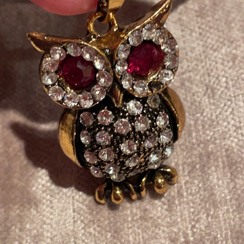 Amarita Singh Rhinestone Owl Pendant Necklace